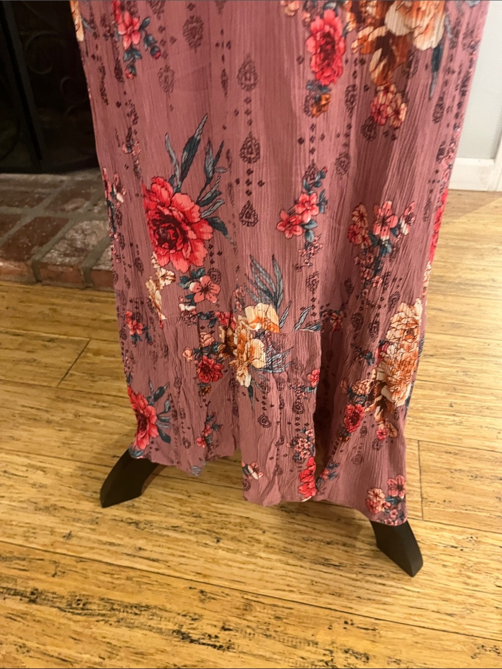Knox Rose Dusty Rose Floral Button-Front Maxi Dress - Picture 4 of 5